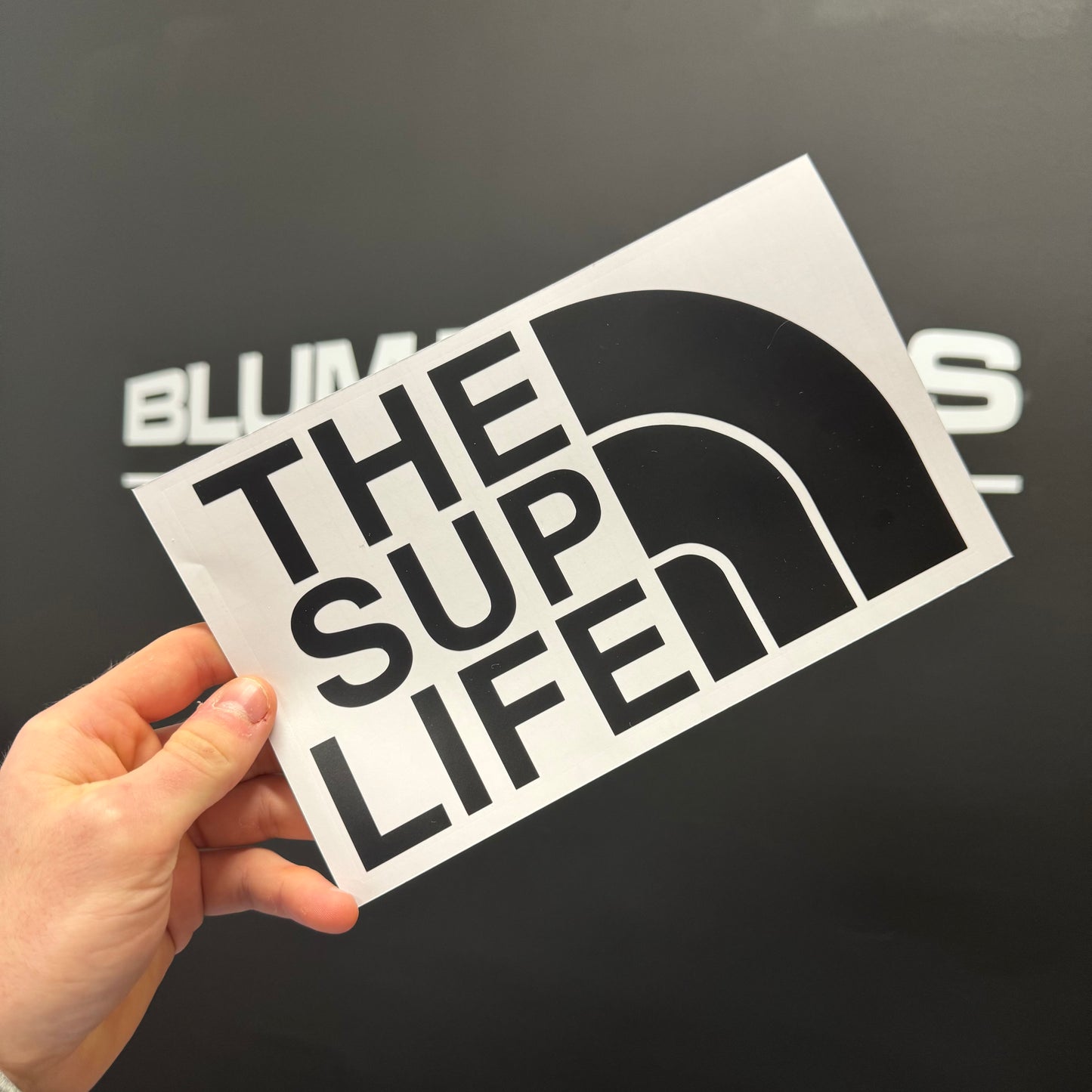 The Sup Life vinyl decal stickers made in gloss black. Customisable sucker for paddle boarders.
