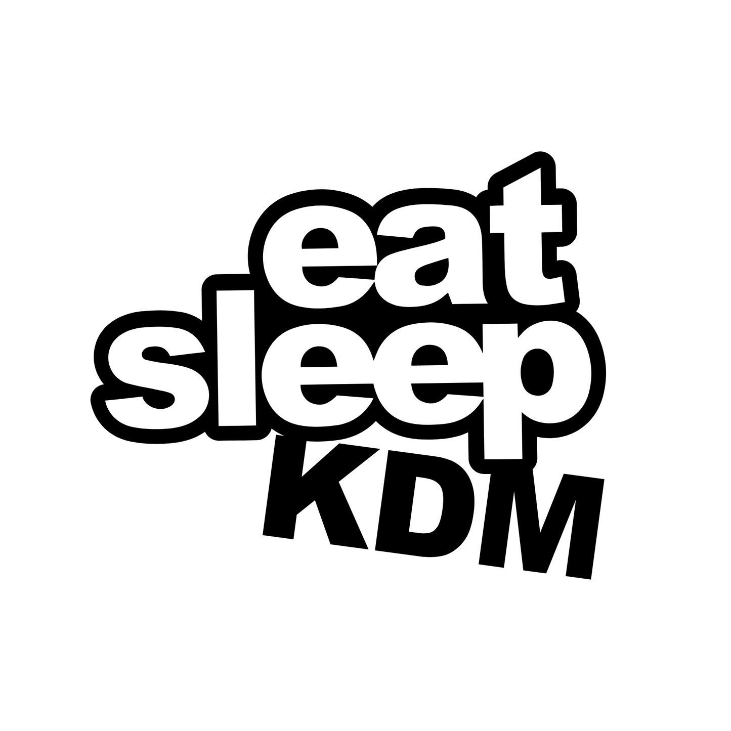 Eat Sleep KDM vinyl decal sticker, perfect for car enthusiasts in the Korean Domestic Market (KDM) car scene to customise their vehicles and gear.