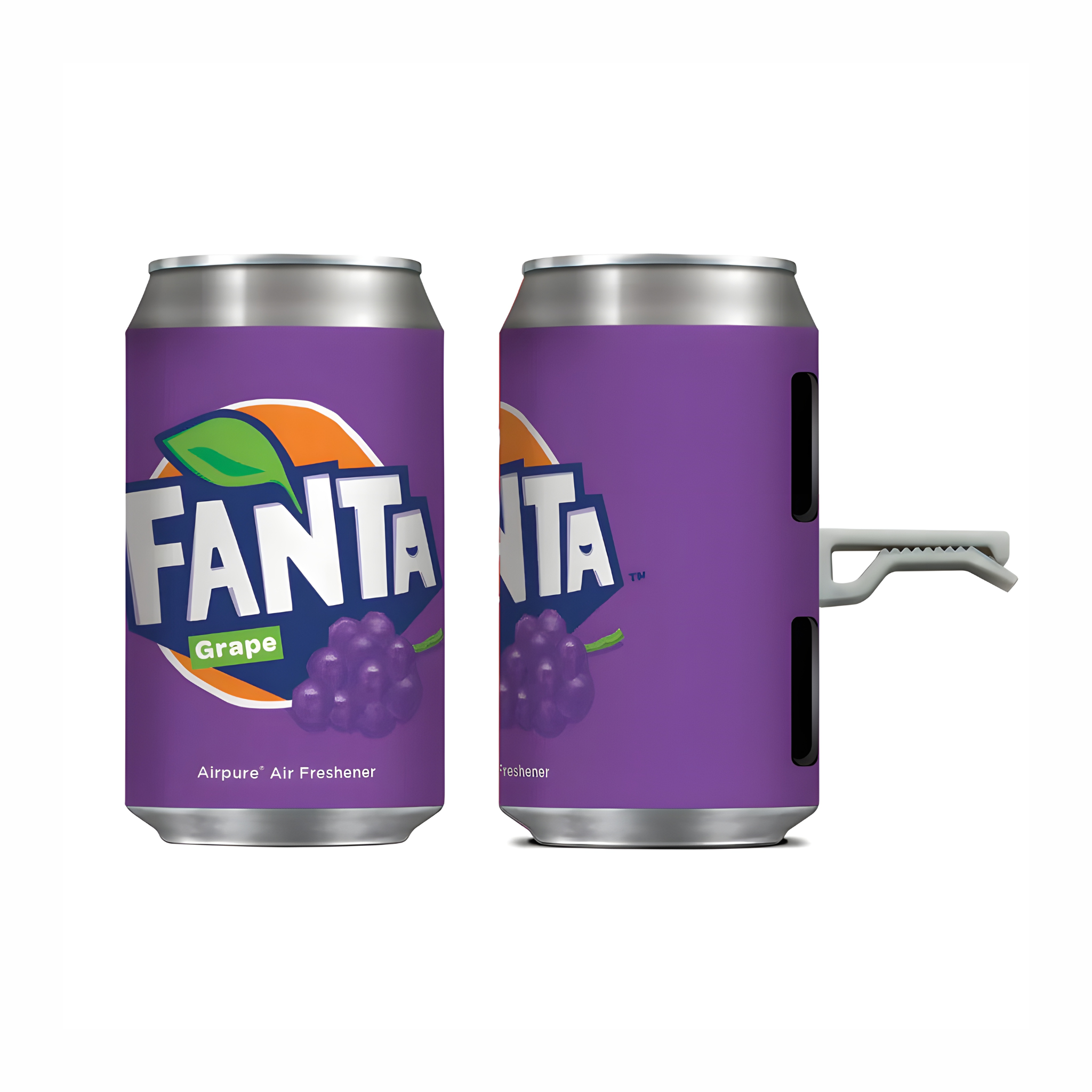 Fanta Grape 3D Can Vent Clip Air Freshener, showcasing the realistic soda can design with a built-in clip for attaching to car air vents, releasing a fresh grape fragrance.