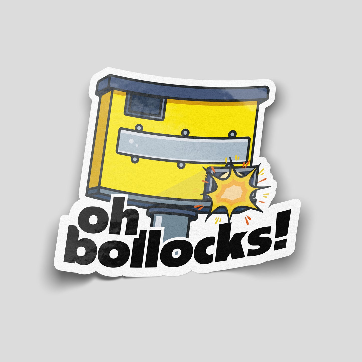 Funny Oh Bollocks vinyl sticker featuring a speed camera flashing, printed on premium waterproof laminated vinyl for cars, vans, toolboxes and laptops.