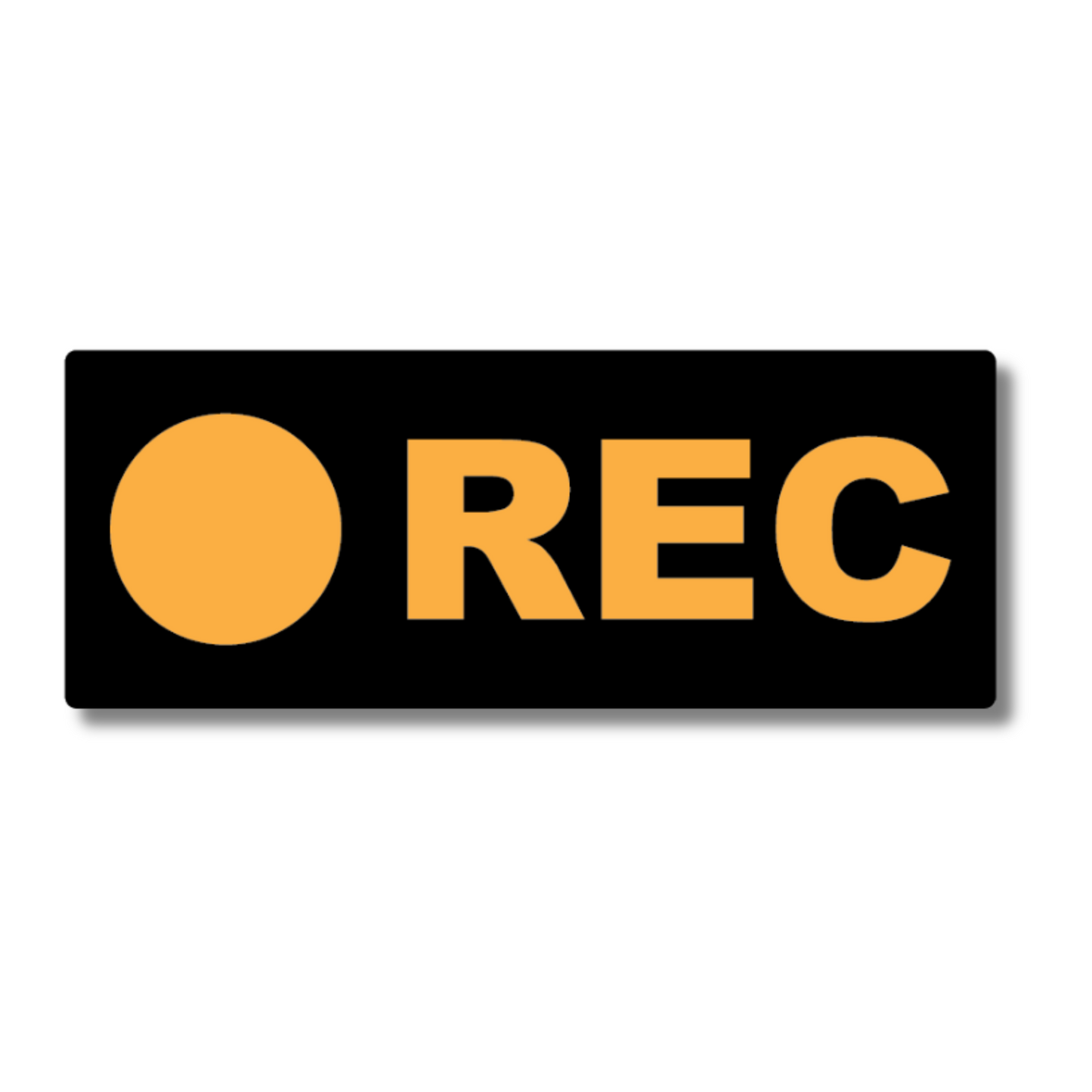 Funny “REC” vinyl sticker with bold orange circle and text – subtle nod to adult-themed recording, ideal for cars or cheeky gifts.