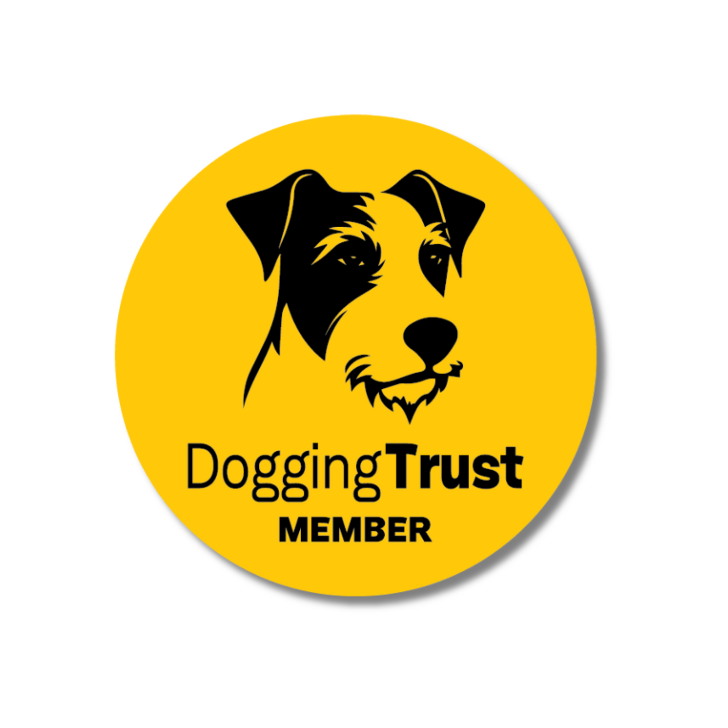 Funny vinyl sticker reading “Dogging Trust Member” with a cartoon dog – cheeky car decal full of British banter and double meaning.