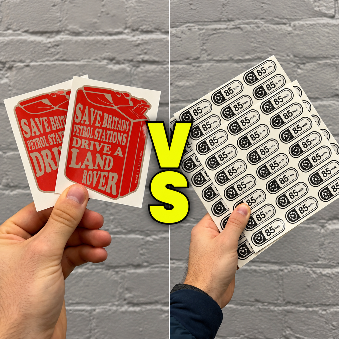 Bulk custom sticker sheets compared with individually cut vinyl stickers printed in the UK
