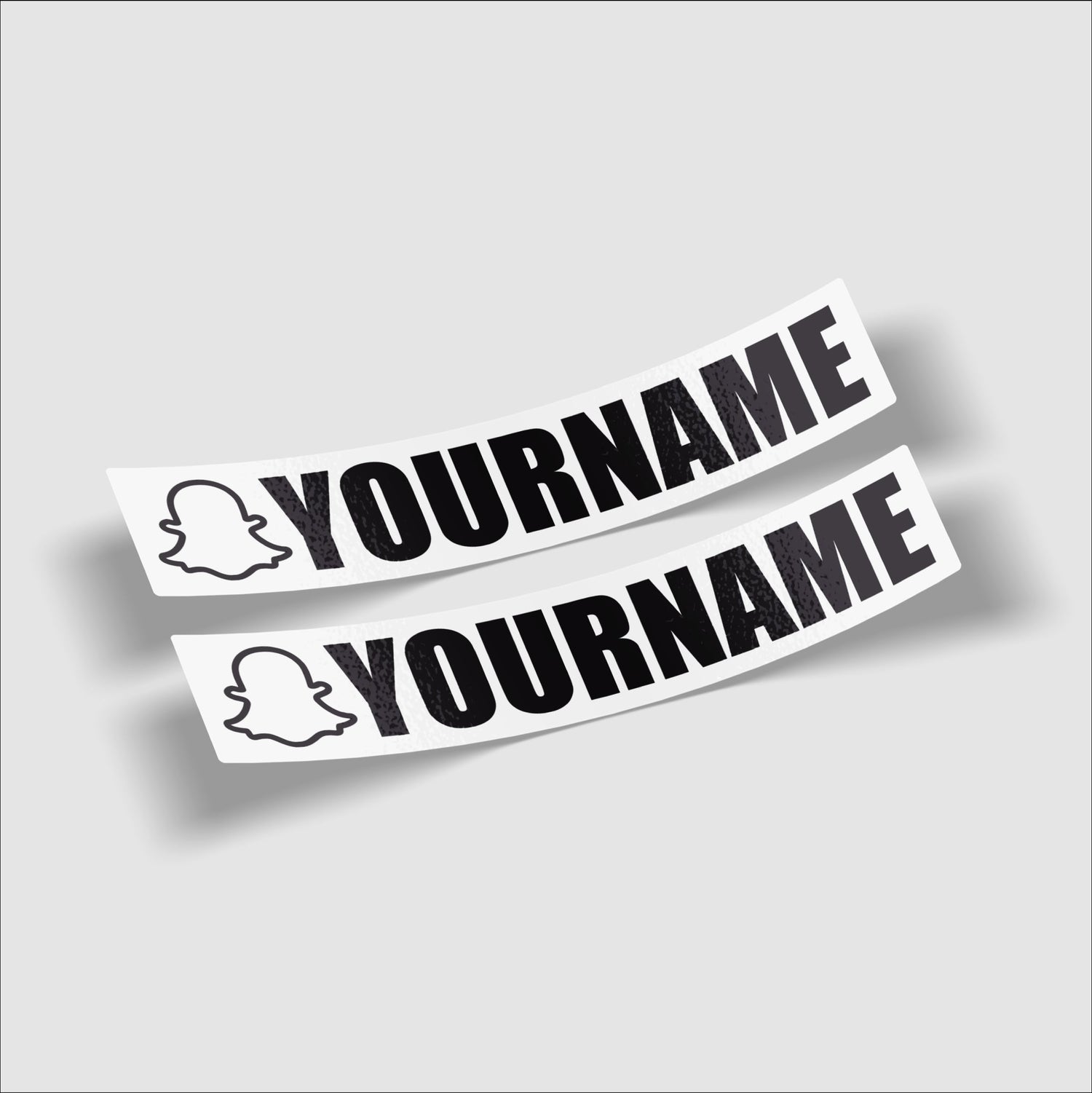 Snapchat social media stickers featuring the recognisable logo followed by the customer's username. Ideal for personalising your Snap profile or adding a custom touch to your social media with these high-quality, unique stickers.