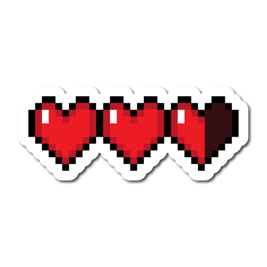 Meta Description: Add retro gamer flair with the 3 Lives Pixel Hearts vinyl sticker. Perfect for gaming fans, cars, laptops & toolboxes.