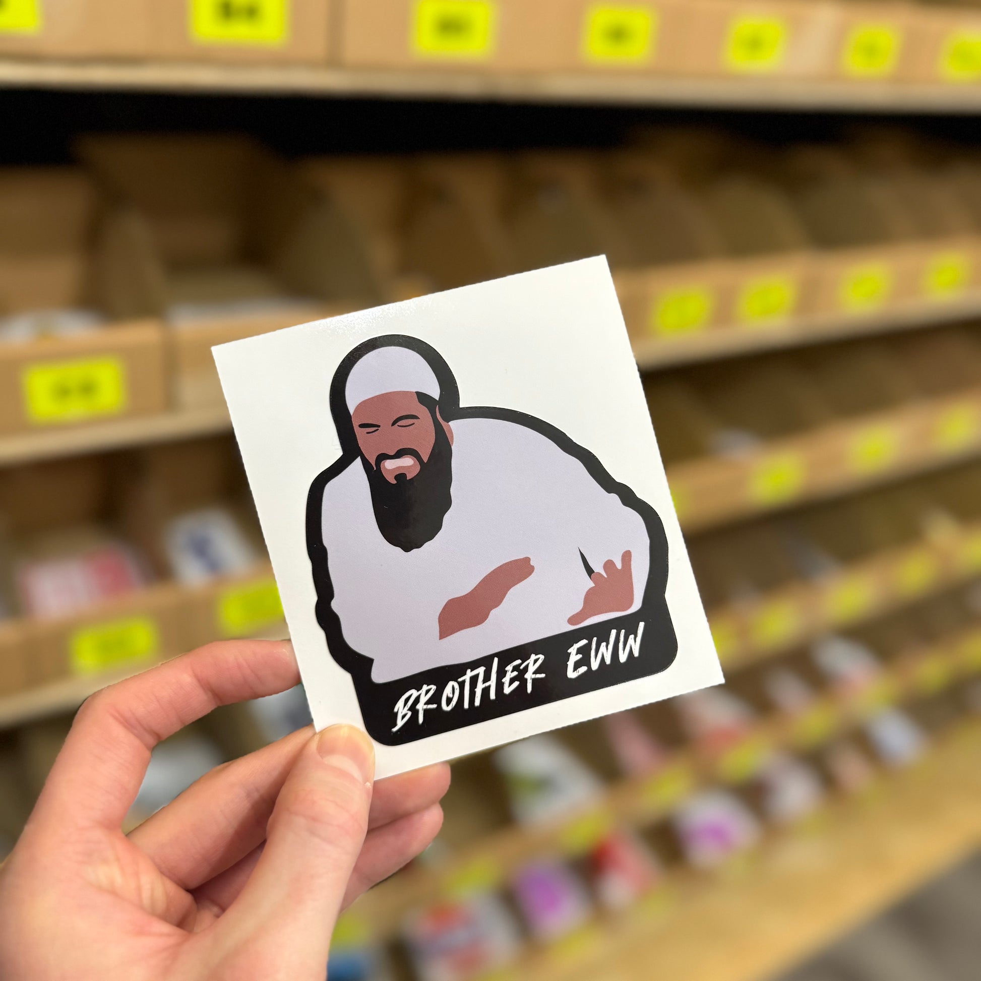Funny meme sticker showing character with “brother eww” reaction text