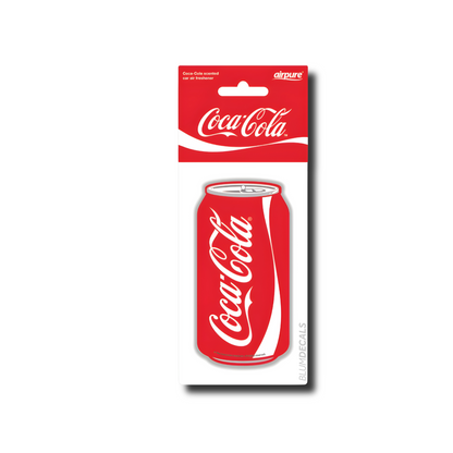 Official Coca-Cola air freshener in Original Coca-Cola scent, featuring a Can design. Long-lasting fragrance for cars, homes & offices. Licensed, cruelty-free & perfect for Coca-Cola fans.