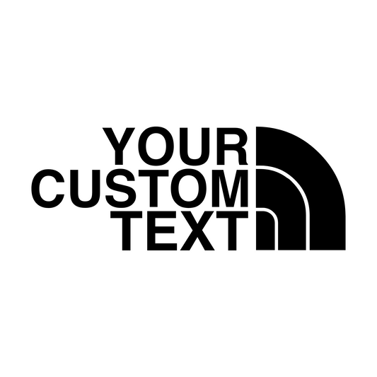 Customisable TNF-inspired vinyl decal sticker with three lines of text for personalisation. Ideal for cars, laptops, or gear customisation.