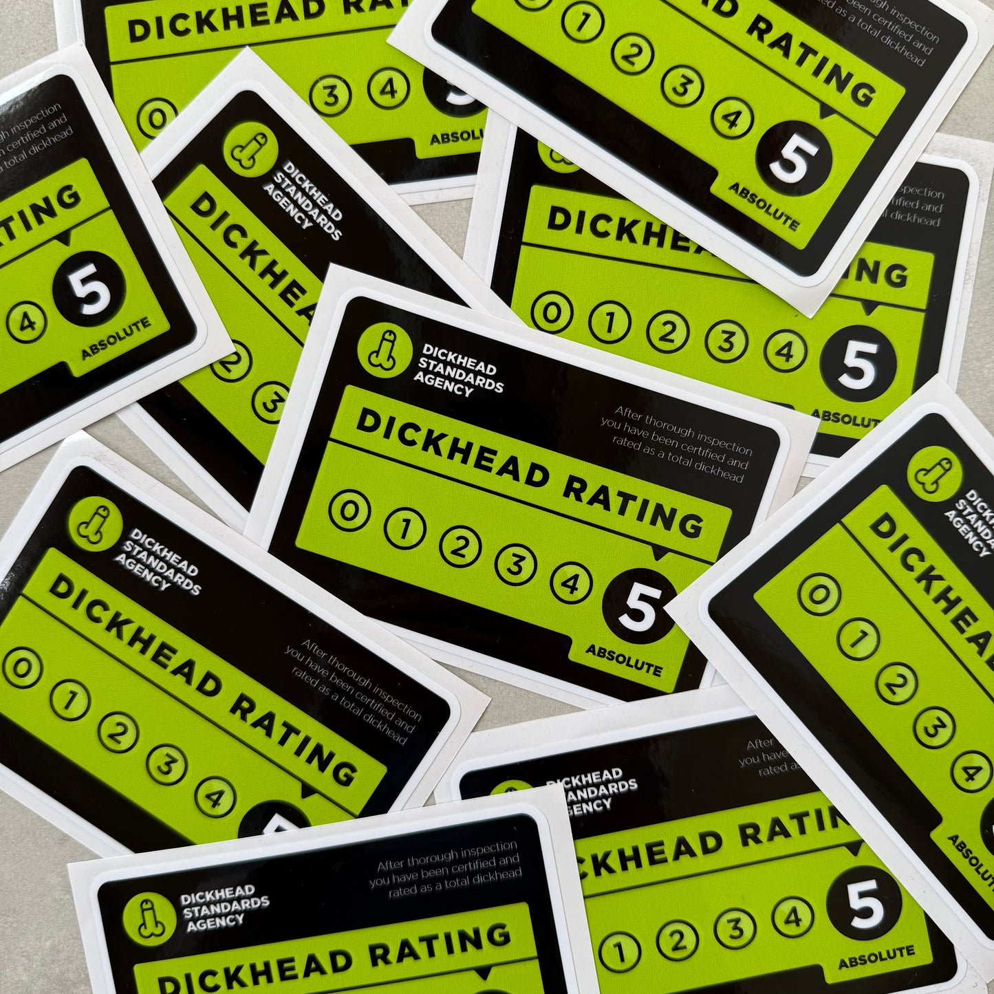 a pack of 10 funny dickhead rating funny vinyl car stickers