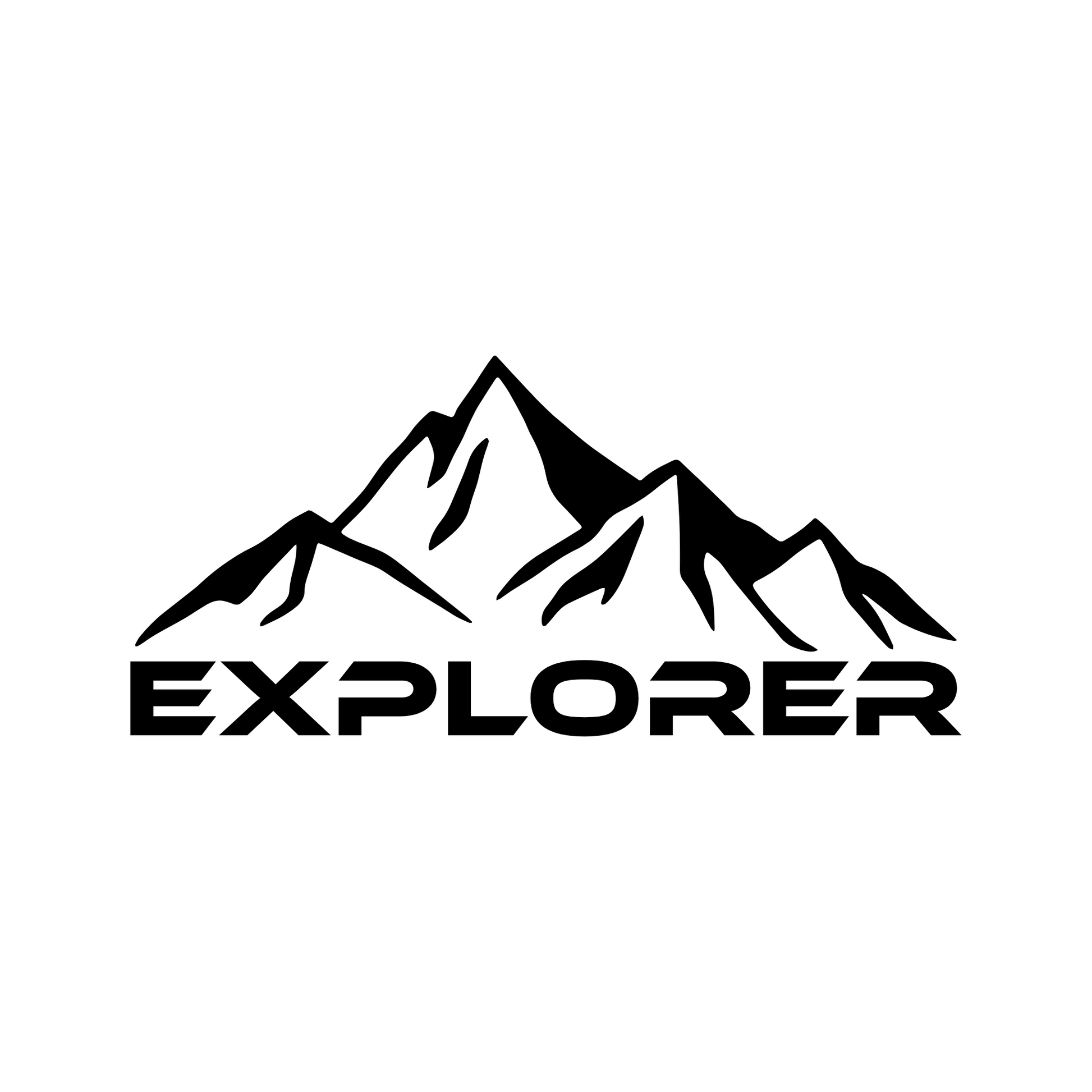 Explorer vinyl decal sticker featuring a bold mountain silhouette, perfect for outdoor adventurers to personalise their gear with an exploration theme.