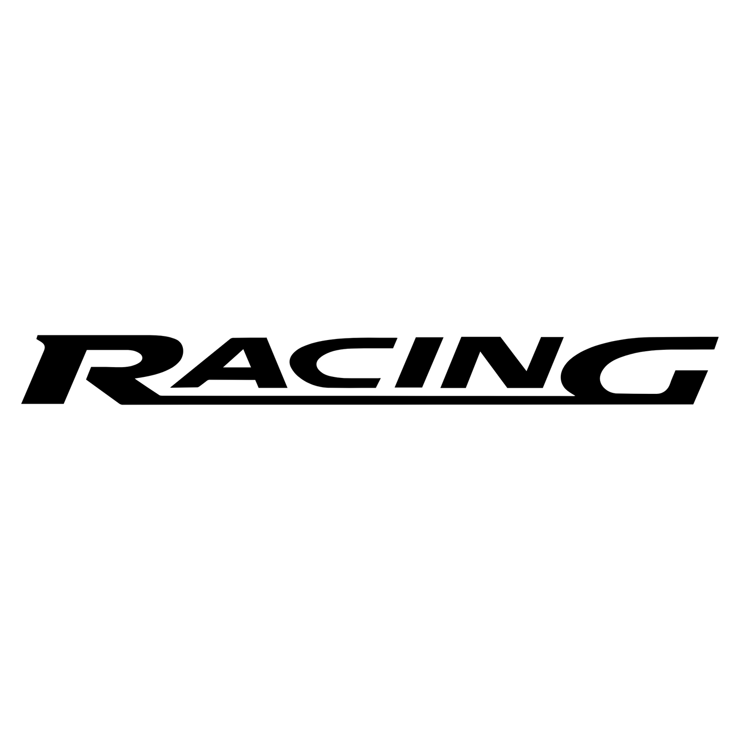 Ford Performance 'Racing' car vinyl decal used by Ford Motorsport divisions. Durable, high-quality sticker for motorsport enthusiasts and car customisation.