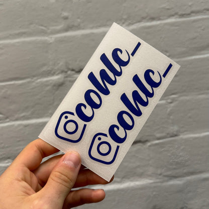 Personalised dark blue Instagram username stickers with Instagram logo, custom gloss vinyl car social media decals