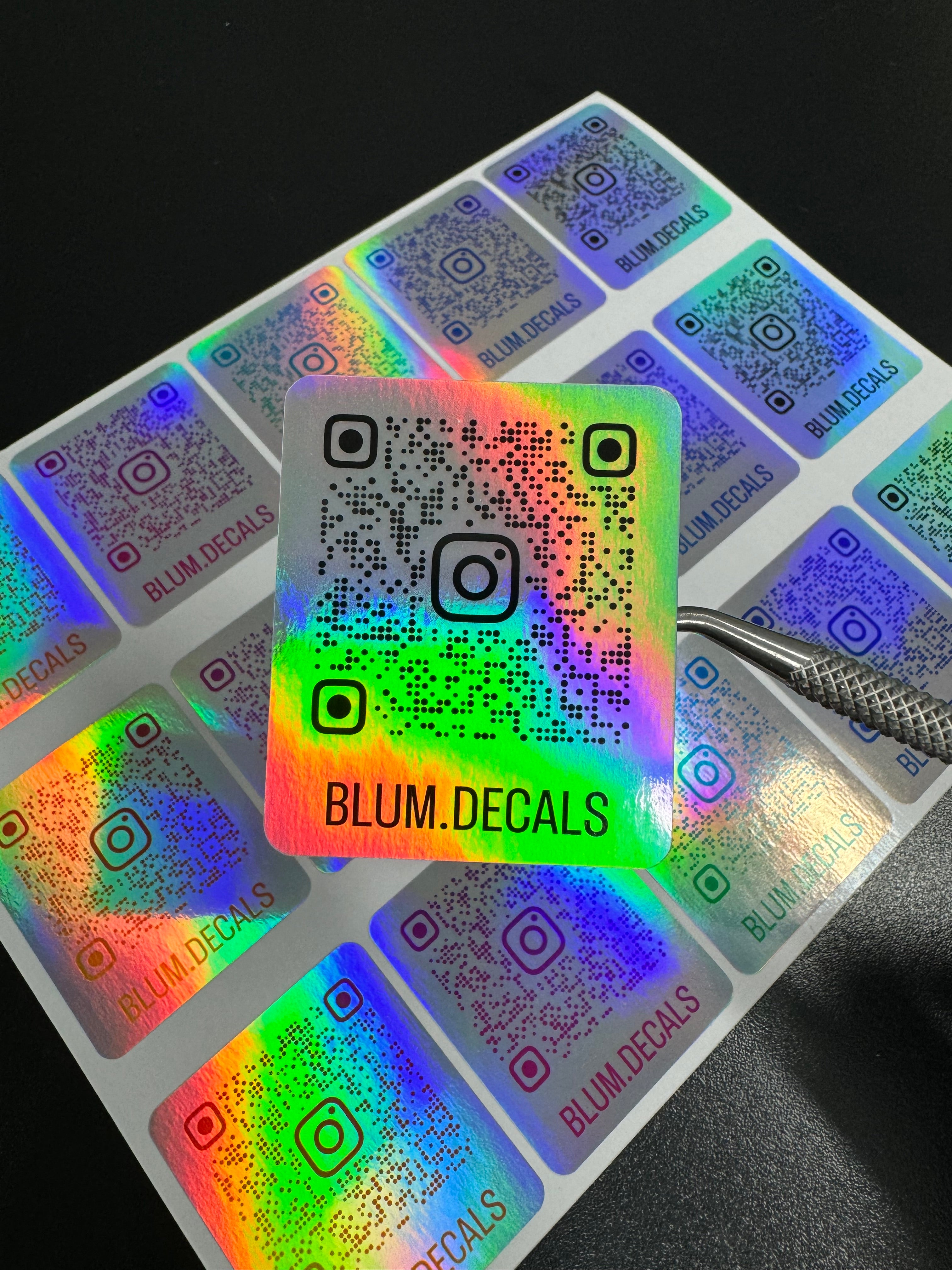 Holographic QR Code Sticker for Blum.Decals Instagram – Custom Shiny Social Media Decals