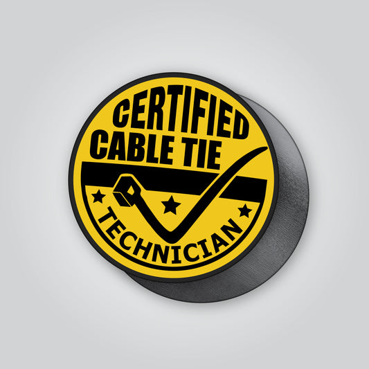 certified cable tie technician funny car magnet removable novelty magnet for cars vans and toolboxes designed and made in the UK by Blum Decals