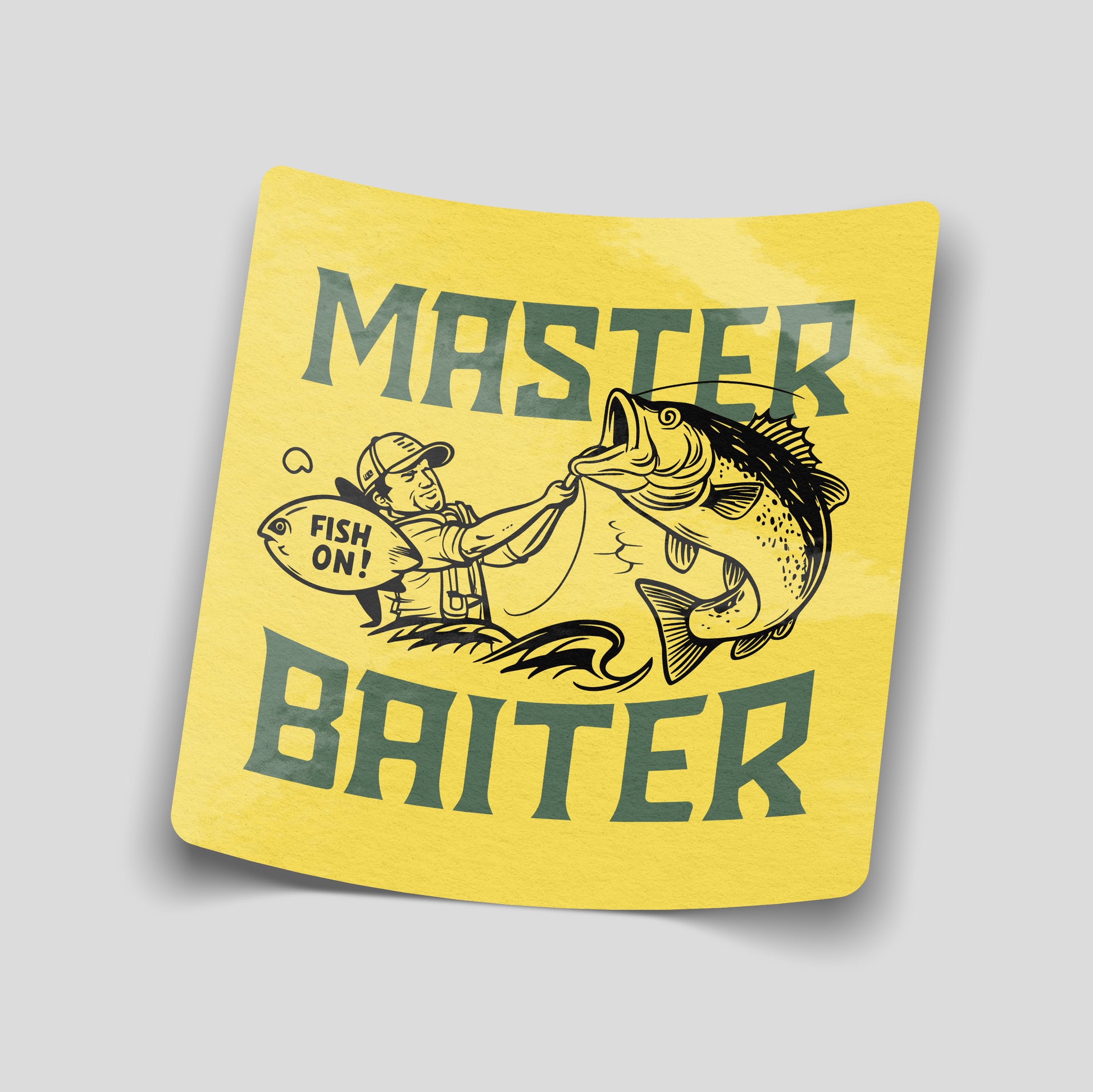 Master baiter fishing illustration funny car sticker, UK angling humour vinyl by Blum Decals