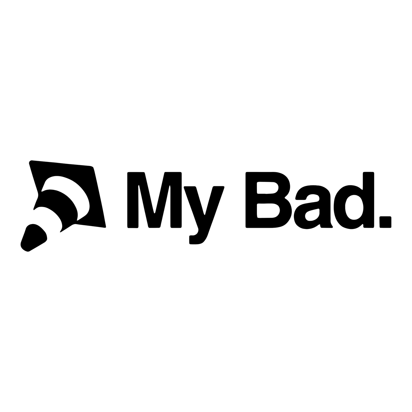 Humorous car vinyl decal reading 'My Bad' alongside a knocked-over traffic cone, perfect for drivers who embrace their occasional driving mishaps with a playful spirit.