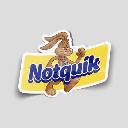 Notquik parody chocolate branding funny car sticker with cartoon rabbit, UK car humour vinyl by Blum Decals
