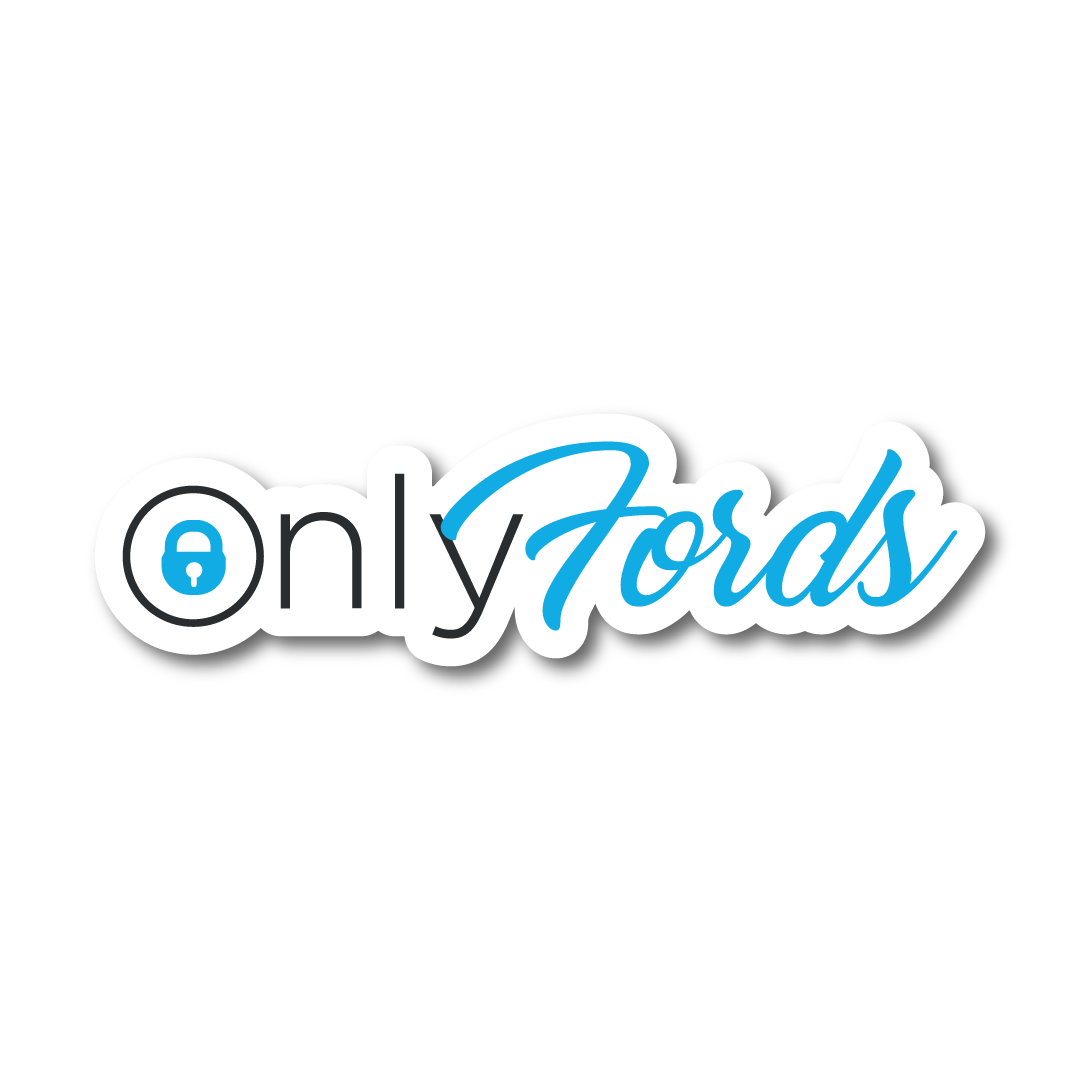 OnlyFords funny vinyl car sticker in blue and black for Ford enthusiasts