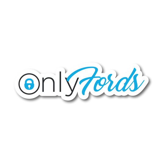 OnlyFords funny vinyl car sticker in blue and black for Ford enthusiasts