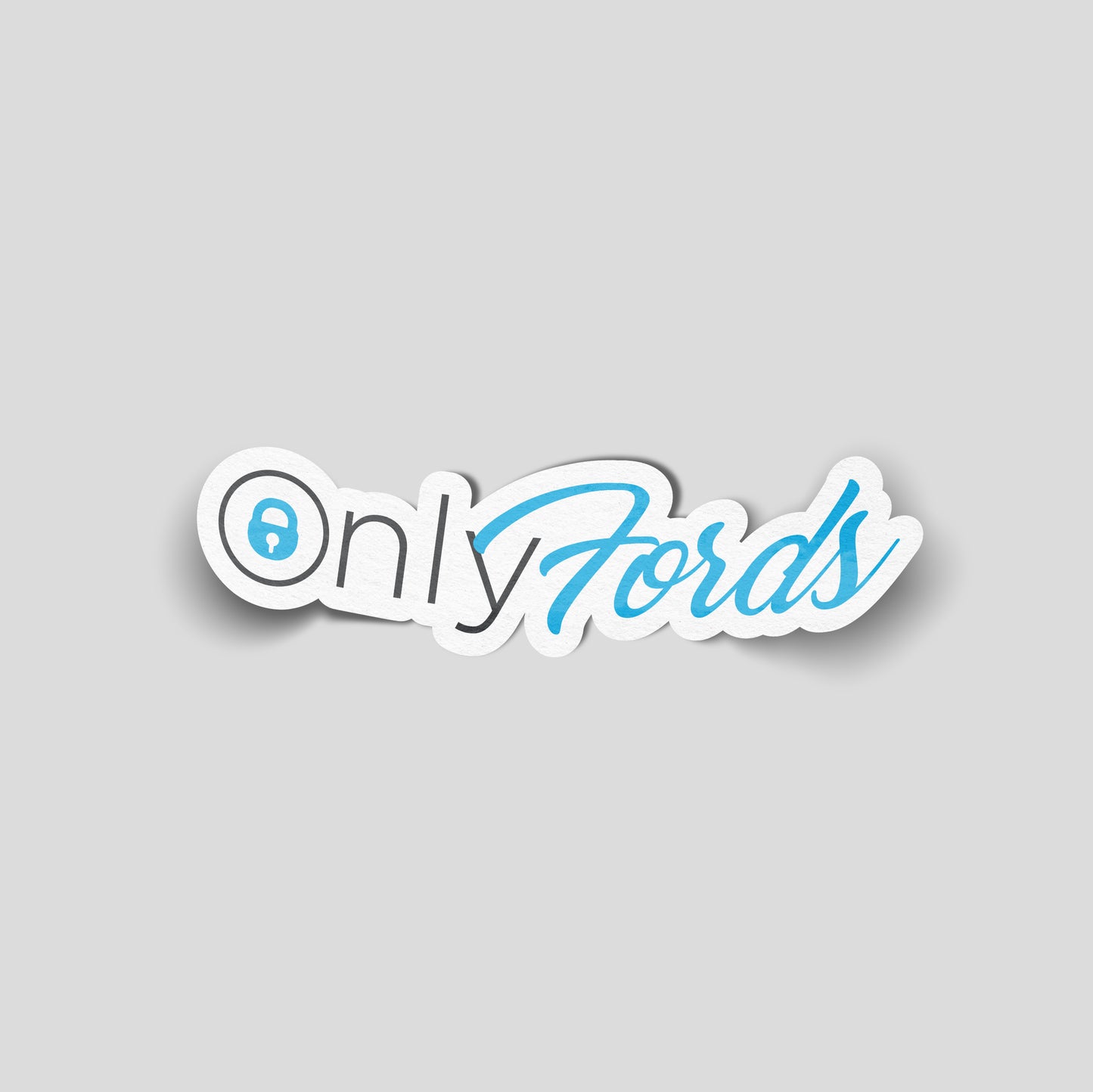 Only Fords parody logo funny car sticker with padlock icon, UK Ford car humour vinyl by Blum Decals