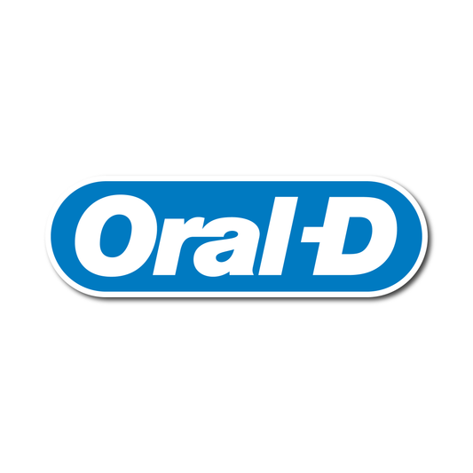 Funny vinyl sticker styled like a dental brand logo with the text “Oral-D” – ideal for cheeky cars, toolboxes, or laptops.