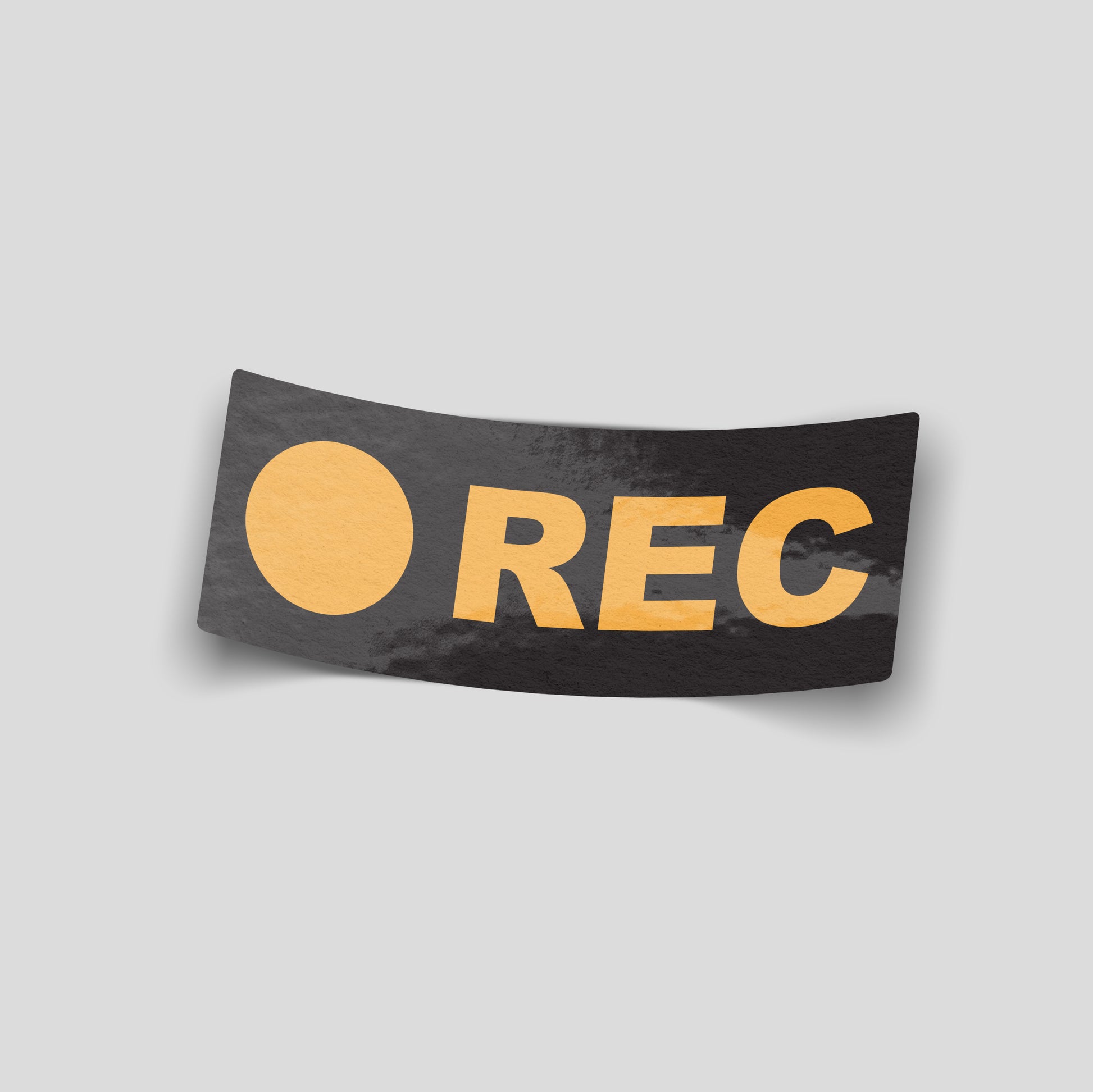 REC recording indicator funny car sticker in black and yellow, UK automotive humour vinyl by Blum Decals