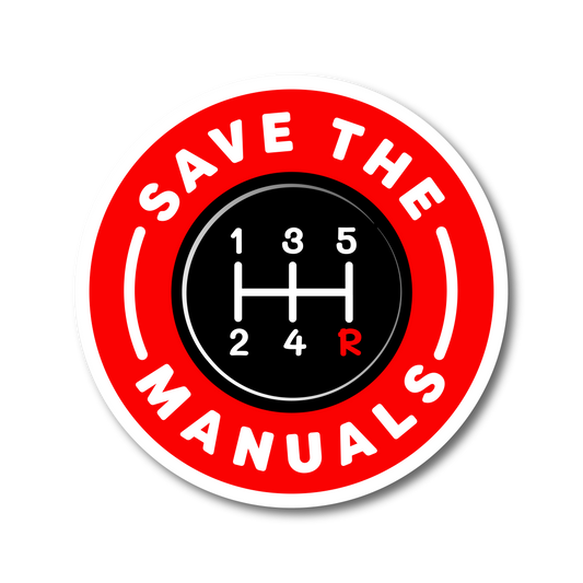 Save the manuals vinyl car sticker with manual gearbox shift pattern