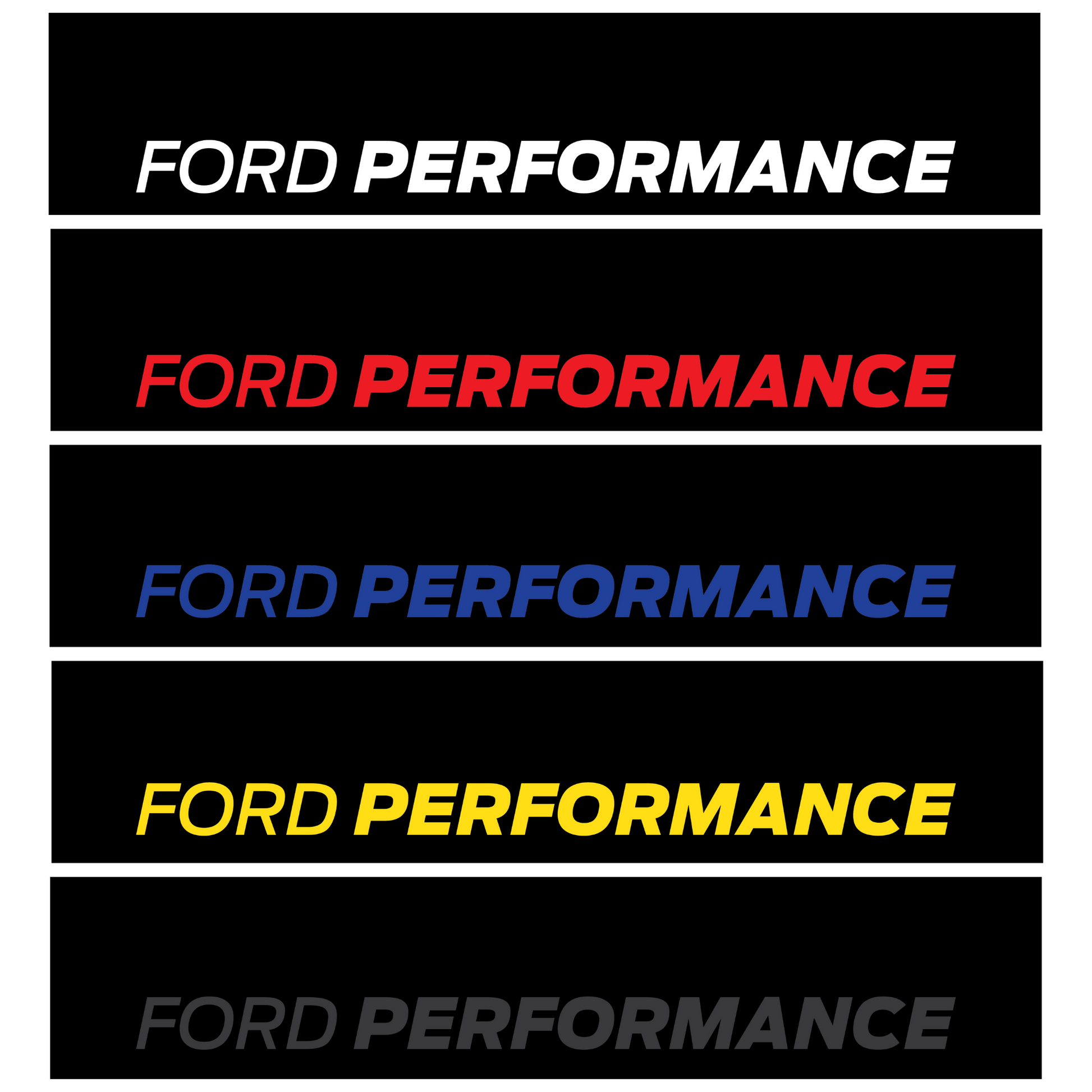 Ford Performance Vinyl Sunstrip in an array of vinyl colours. 