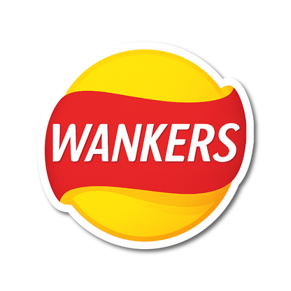 Funny "Wankers" parody vinyl car sticker. Durable, weatherproof, and bold. Ideal for car lovers and mates with a solid sense of humour.