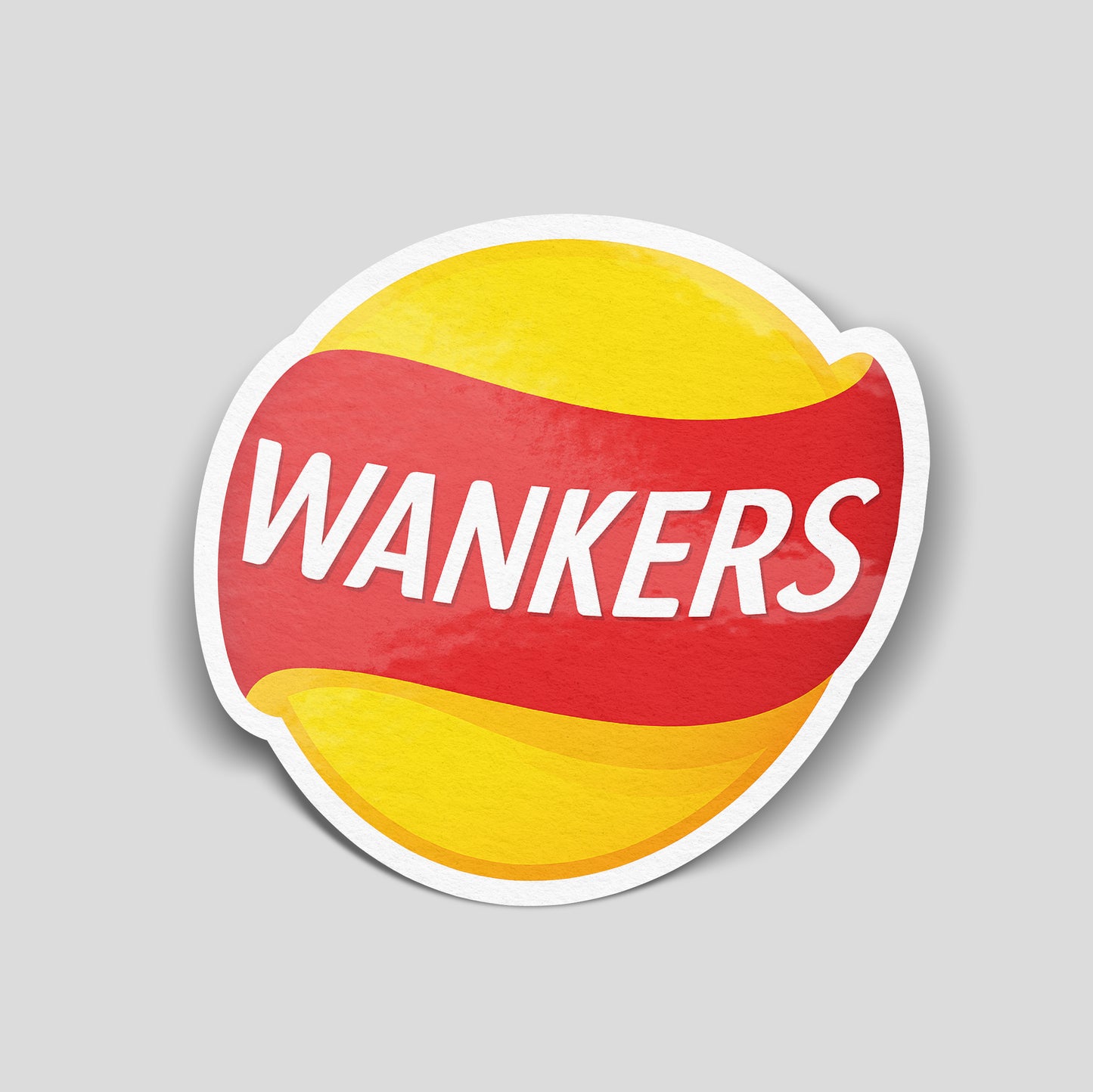 Wankers funny car sticker with bold red and yellow design, cheeky UK novelty car sticker by Blum Decals