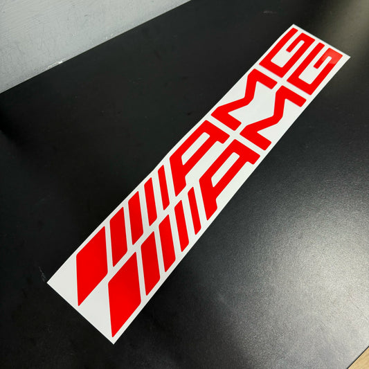 Gloss Red AMG Logo - PAIR - 49cm x 4cm