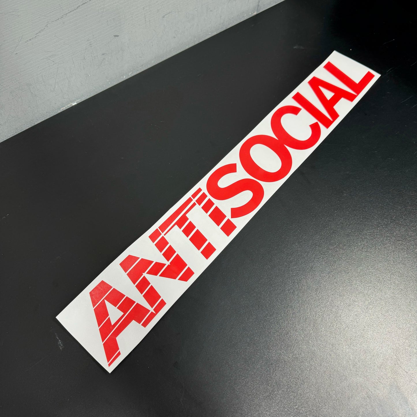 Gloss Red Antisocial Sticker 50cm x 6.5cm