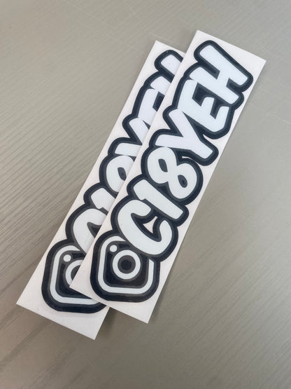 Gloss White Vinyl Instagram Tag Sticker with gloss black outline