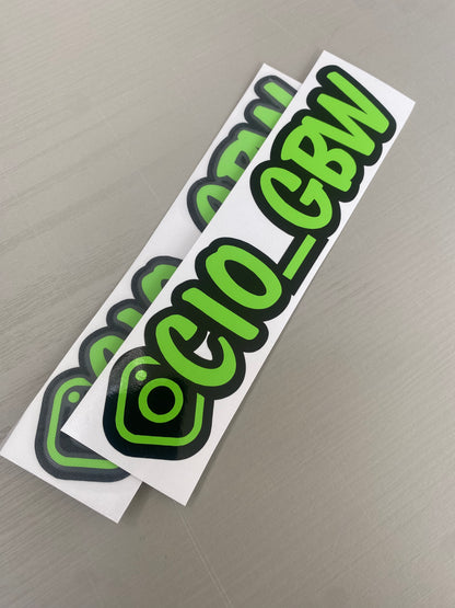 Gloss Green Vinyl Instagram Tag Sticker with 3mm Gloss black outline